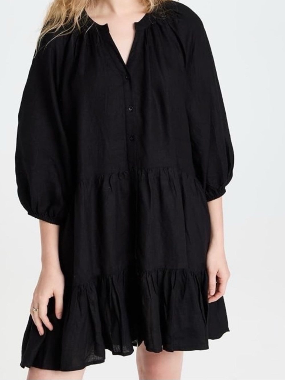 Apiece Apart Mini Mitte Dress in Black Linen
